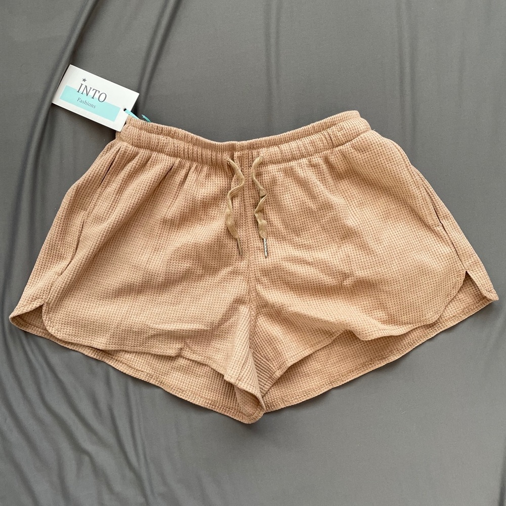 NWT Sundae Muse Tan Waffle Lounge Shorts